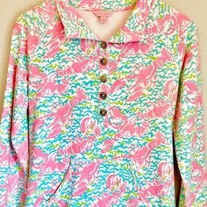 RARE PRINT Lilly Pulitzer Lobstah Roll Lobster Popover EEUC Small S Pullover